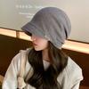Autumn and Winter Hats Female Alphabet Mark Stacking Hat Big Head Circumference Solid Color Pullover Hat Tide