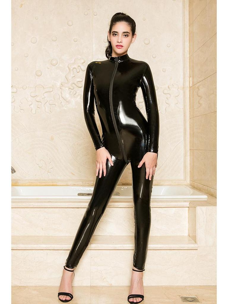 Evropský & Americký Dospělý Patentový Kožený Body s Zipem - Sexy SM Erotický Set