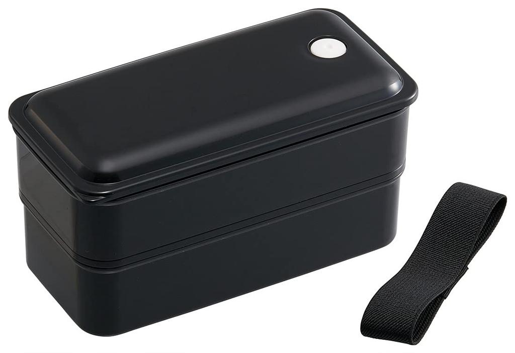 Skater Bento Box, Silver Ion (Ag+), Fluffy Serving, Integrated Gasket, Two-Tier, 850ml, Retro French Style, Black, PALW9AG-A