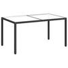 Garden Table 150x90x75 cm Tempered Glass Poly Rattan Black