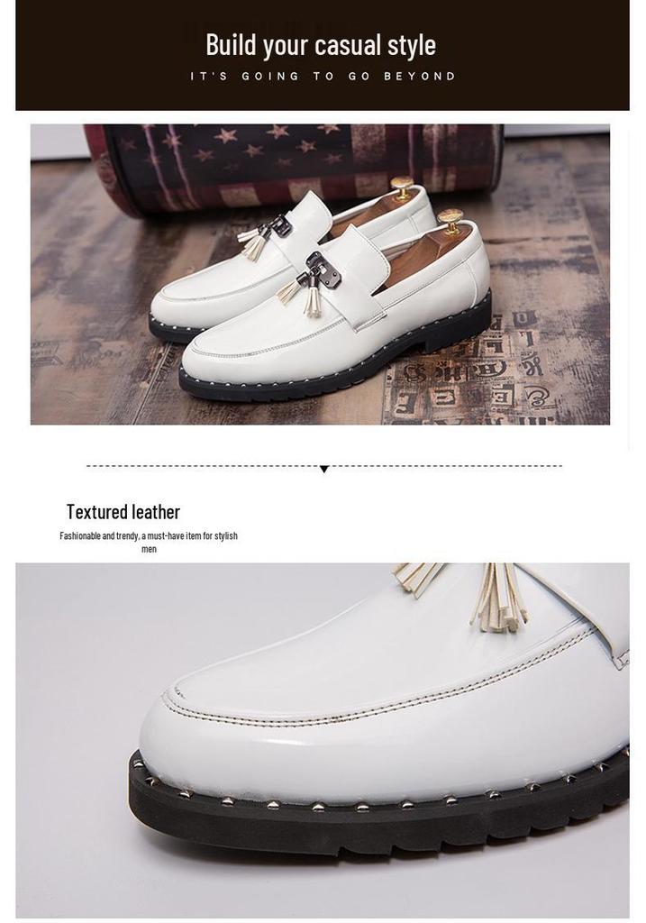 Men's Autumn Glossy Leather Slip-On Casual Shoes, British Style