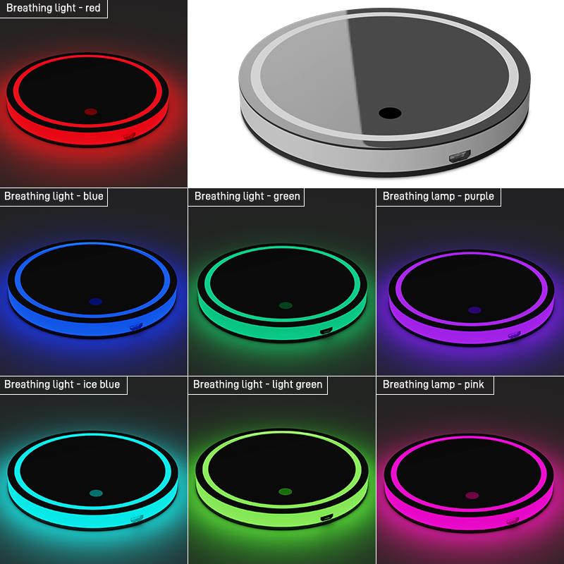Coussinet De Tasse D'eau Lumineux LED Pour Voiture, Colored Cup Holder, Smart and Luminous Cup Mats, Car Interior Lighting