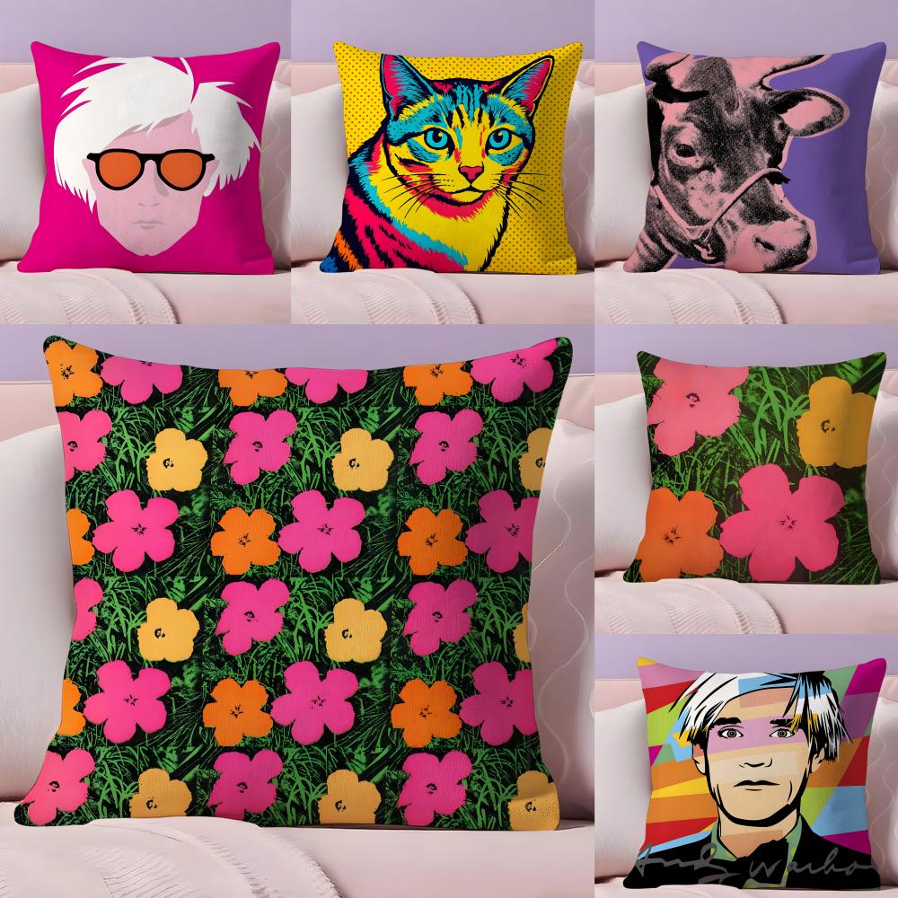 Pop Modern Art AAndy Warhol Pillow Case Silky Short Plush With Invisible Zipper Dustproof Sofa Cushion Cover