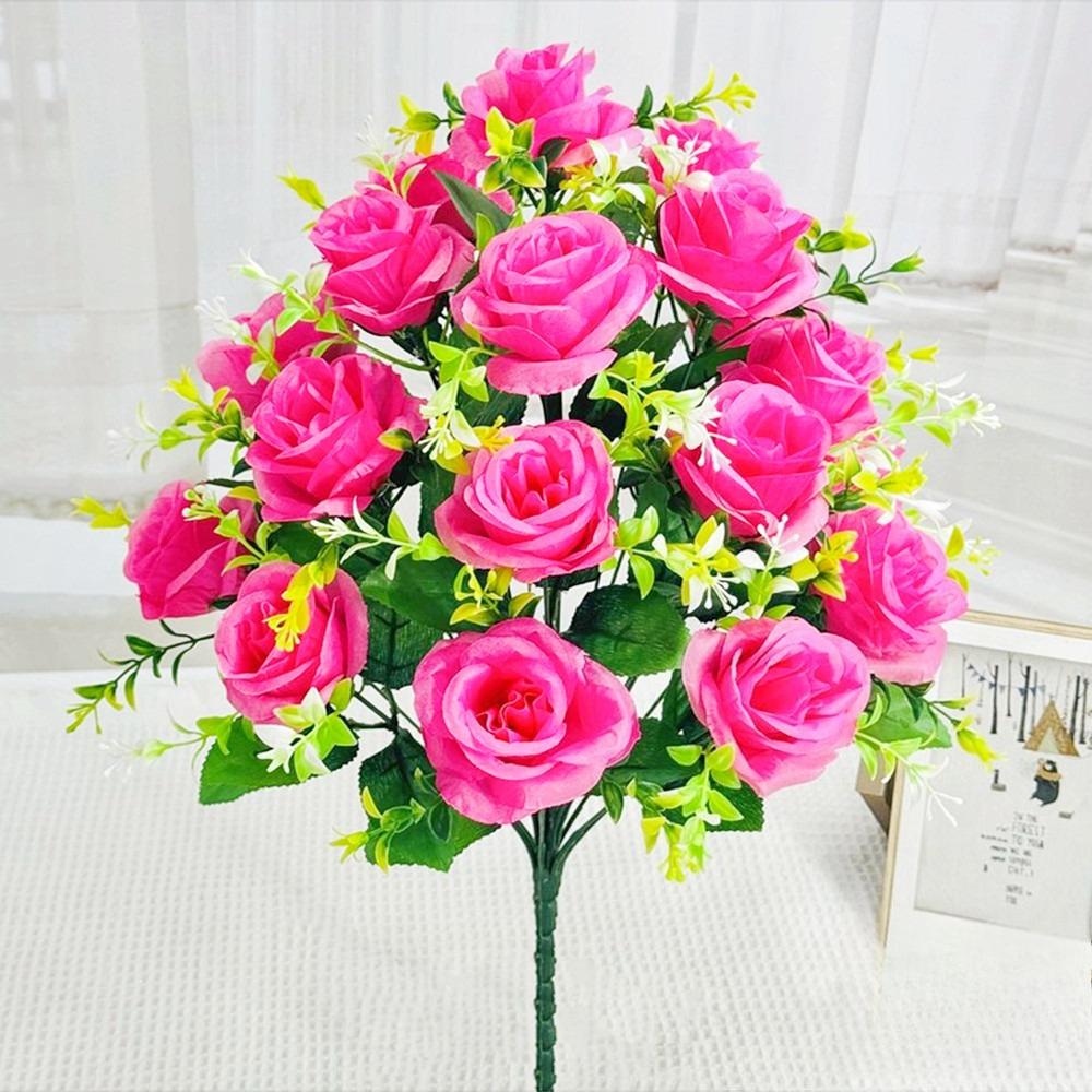 

18 Heads Artificial Flowers Silk Rose Festival Home Table Decor Wedding Bridal Bouquet Outdoor Yard Garden Diy Artificial Flower ярко-розовый