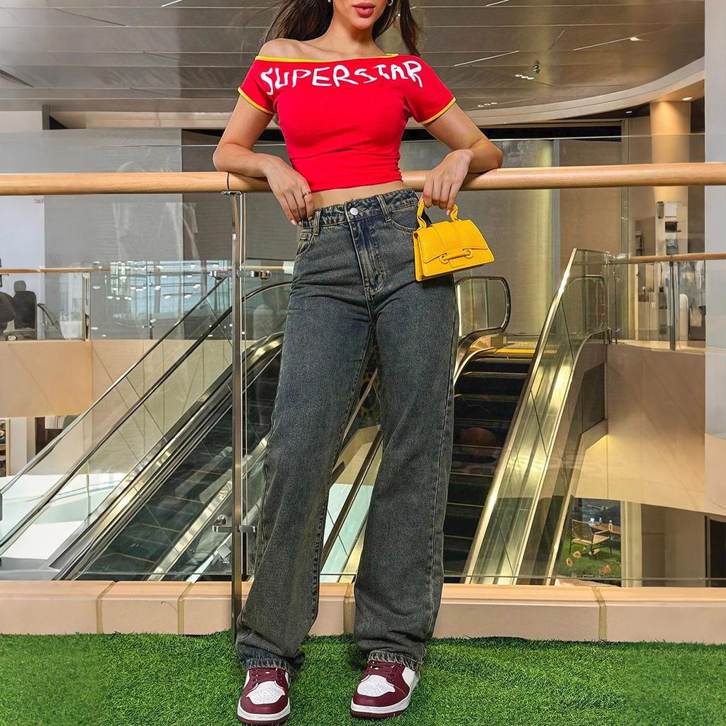 Women's Loose And Casual Trend Ripped Casual Fashion Loose Straight Tube Leg Jeans