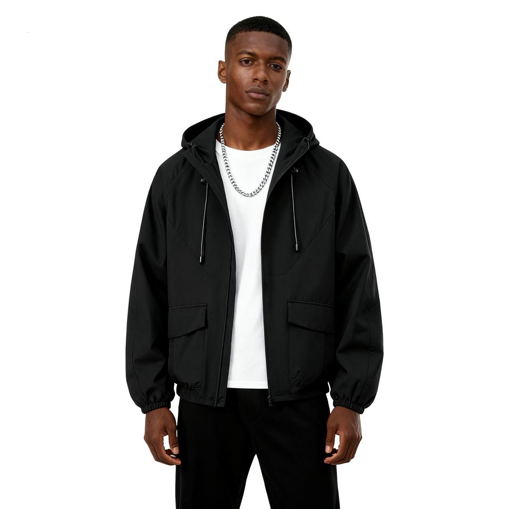 Men's And Women's Solid-color Casual Sports Outdoor Hooded Windbreaker, Men's And Women's Zipper Jacket