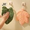 Space Saving Hand Towel Leaf Shape Towel, Soft Absorbent with Hanging Loop, Cute Design Maple Ginkgo for Kitchen Bathroom Drying Quick Dry