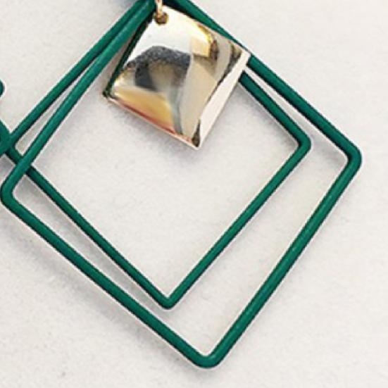 1 Pair Ear Studs Piercing Concise Style Alloy Double Square Dangle Earrings for Gift