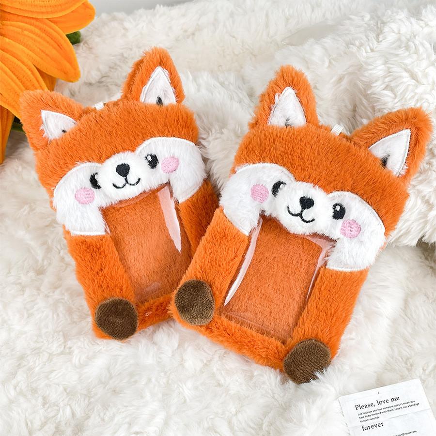 Plush Fox Sweet Id Card Holder Whimsical Animal Pendant For Easy Travel Storage And