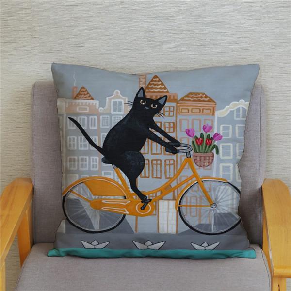 

Чехол для подушки с принтом велоспорта и кота, супер мягкая наволочка 45x45, наволочка для домашнего декора, наволочка 40x40cm
