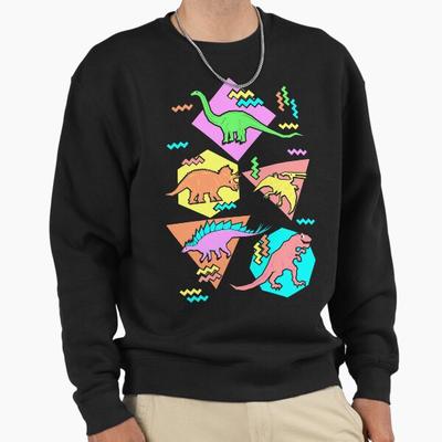 Unisex Cotton Sweater Pullover Hoodie Printed Sweater Nineties Dinosaurs Pattern Pullover Sweatshirt Casual Long Sleeve Sweatshirt