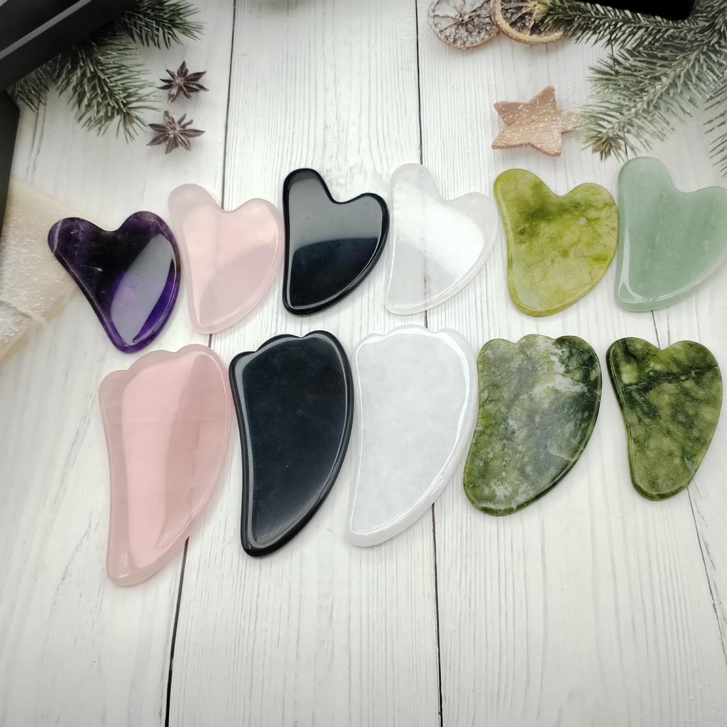 Rose Quartz Double-Headed Jade Roller and Scraping Massager for Face and Eyes