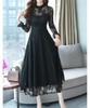 Sueeya Lace Long Ruffle Long Perfect for and Size M Women's Dress, Sleeves, Flared, All-Over Print, Cute, High-Waisted, Slimming, Stylish, Sheer,