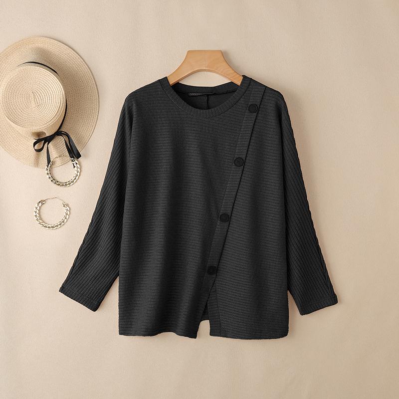 ZANZEA Women Casual Round Neck Solid Color Long Sleeve Tee Tops