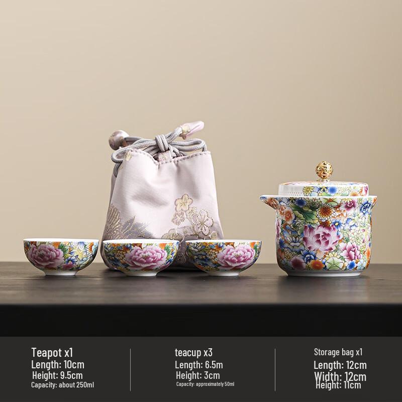 Shangqi Enamel Portable Travel Tea Set