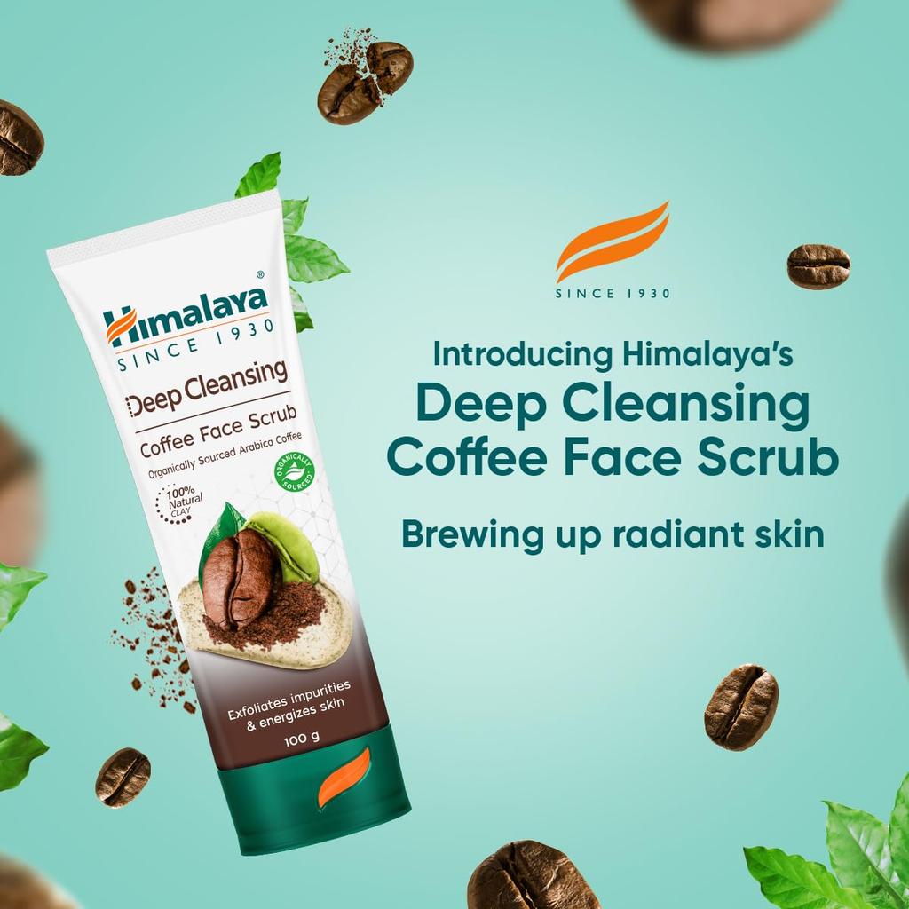 Himalaya Gommage Visage Nettoyant Profond au Café 100g Pack de 1 Exfoliant Naturel pour une Peau Éclatante