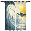 Blue Sea Water Wave Landscape Windows Curtains for Bedroom Modern Printing Blinds Curtain For Living Room Home Decor