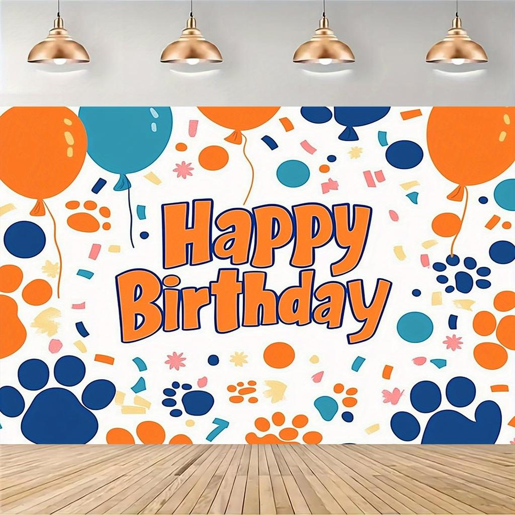 Festival Pet Birthday Parties Colorful Balloons and Paw Prints Pet Celebration Activities Pet Party Decorations