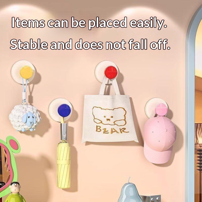 4Pcs Colorful Strong Adhesive Hooks For Bathroom And Kitchen Hole-Free Removable Hooks For Keys Towels Bags And Dolls