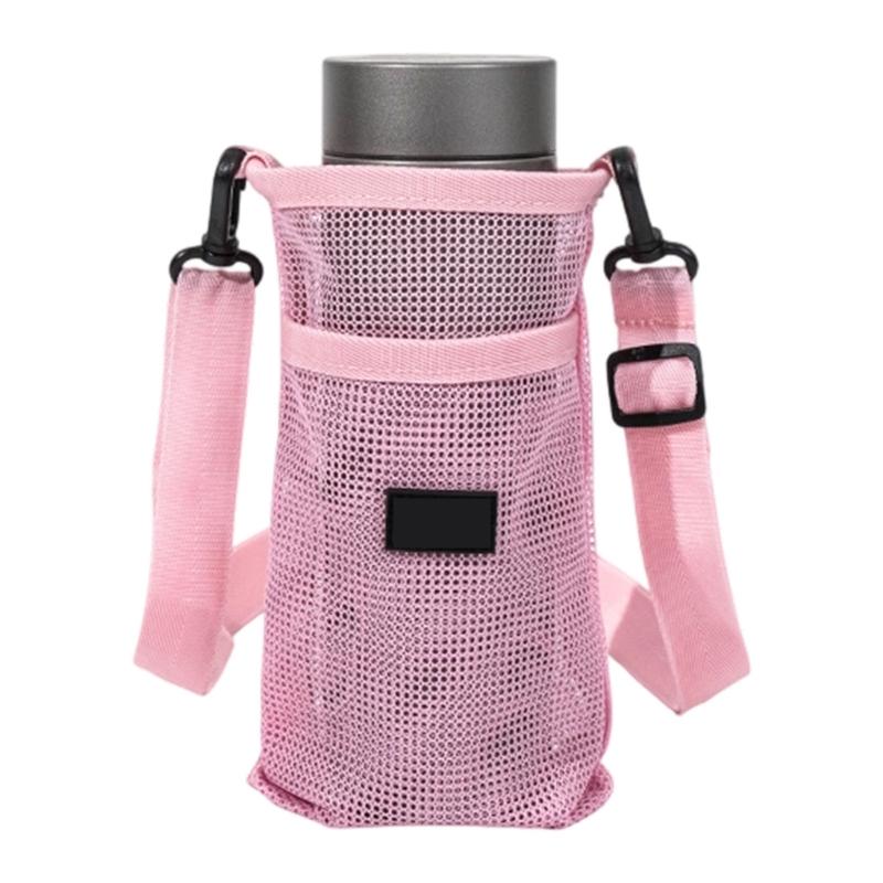 Meshes Water Bottle Holder Sleeve Water Bottle Carriers Bag for Clear Hydrations Monitoring Zippers Access Oxford Fabric