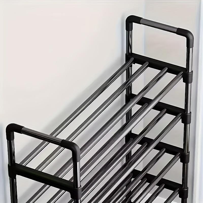 1pc Simple Shoe Rack, Multi-layer Folding Shoe Cabinet Economical Home Bedroom Metal Black Rack Shoe Rack