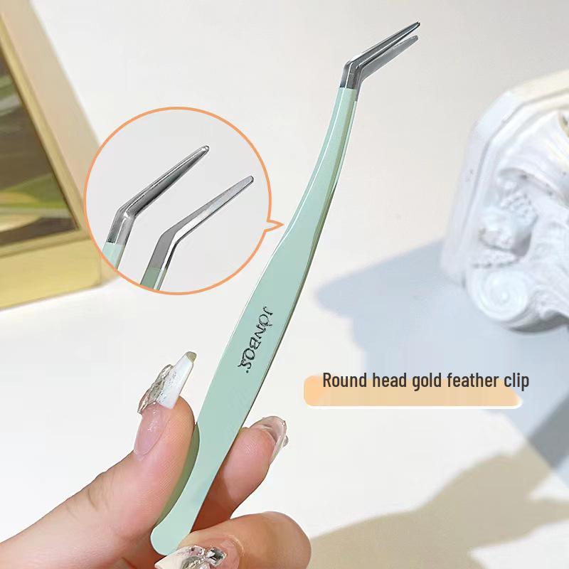

Jiaobosi Gold Feather False Eyelash Tweezers - Beginner Makeup Tool for Eyelash Grafting and Expert Application