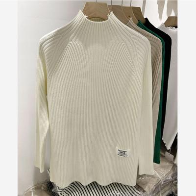 Plus Size Women's Autumn and Winter Solid Color Half-turtleneck Bottoming Sweater Women's Loose Western Style Inner Knit Sweater Top