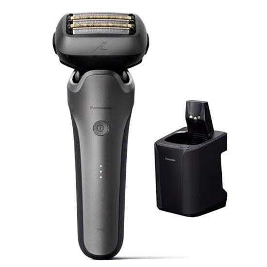 Panasonic Mens Shaver Lambda Dash PRO 5-Blade Electric Razor AI+ Fully Automatic Cleaning Charger ES-L570W-S Silver