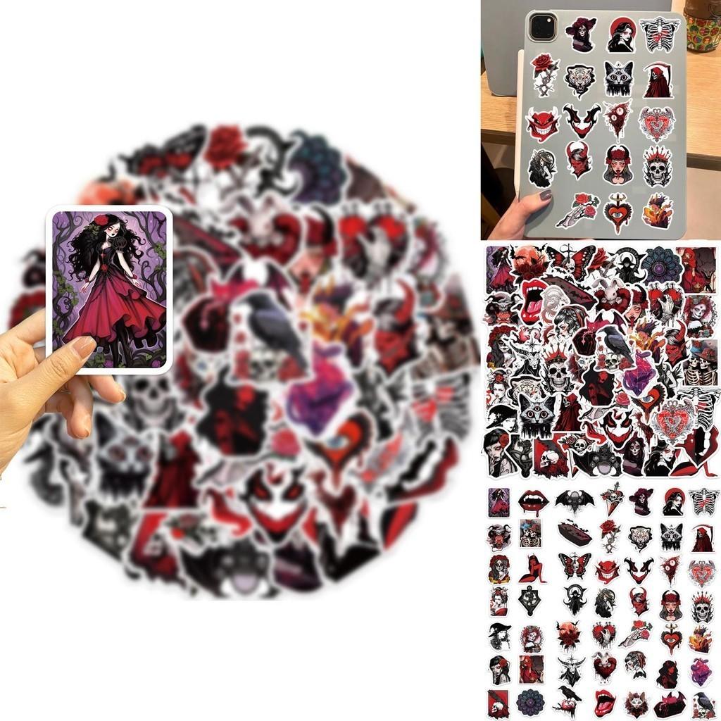 50 de Autocolante Drăguțe și Impermeabile cu Cranii de Groază și Desene cu Fete pentru Decorarea Chitarei, Caietului și Bagajelor