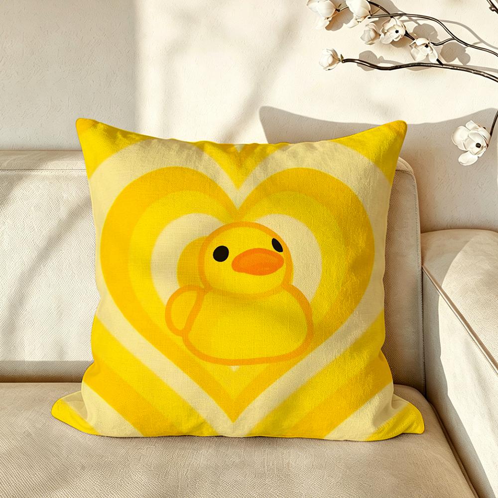 Character Yellow Rubber DDuck Cushion Cover Pillow Case Antidustmite Pillowcase Silky Short Plush Sofa Cushion Cover hot