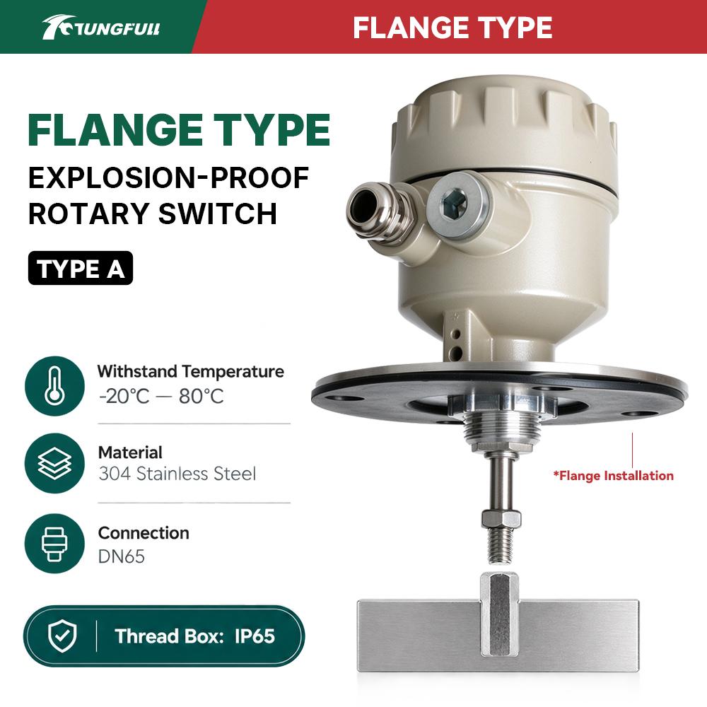 Rotating Material Level Sensor Rotary Paddle Level Switch 304 Stainless Steel Blade for Silo Bin Powder Granule Monitoring