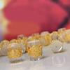 5Pcs, Energy Natural Stone Crystal Clear Quartz Beads with Golden Edged Accents, Handcrafted Lotus Bucket Shape Beads for Jewelry Making DIY Crafts