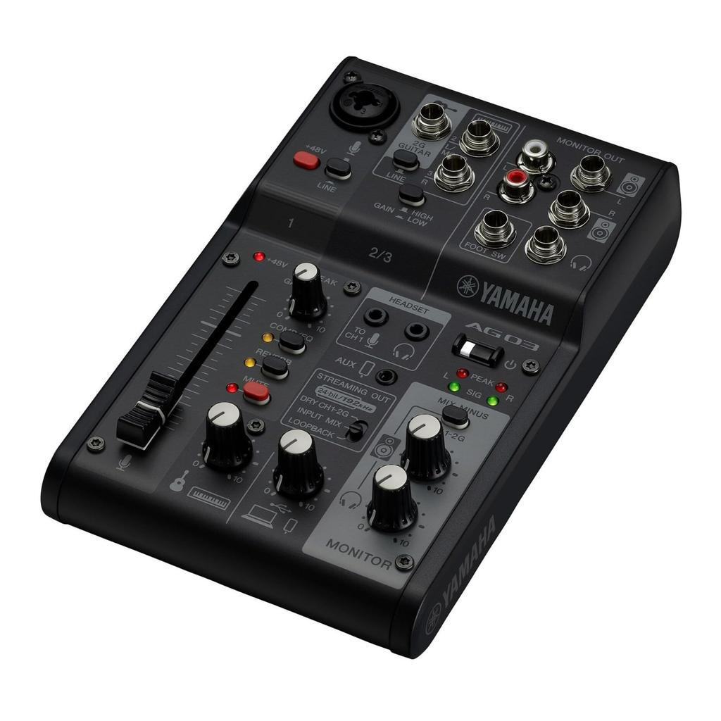 Yamaha AG03MK2 Black 6 Channel Live Streaming Loopback Interface with Steinberg Software Suite Mixer/USB