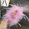 Pure desire ins wind ostrich feather hairpin back head coil hair grab clip headgear shark clip super fairy premium hair accessories