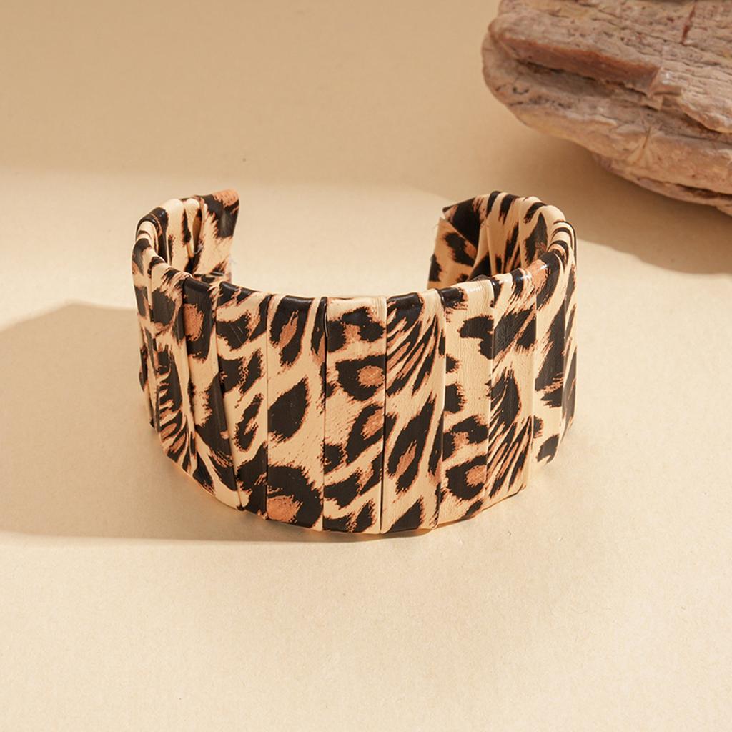 Autumn and Winter Artificial Leather Leopard Print Zebra Pattern Open Bracelet Retro Niche Jewelry