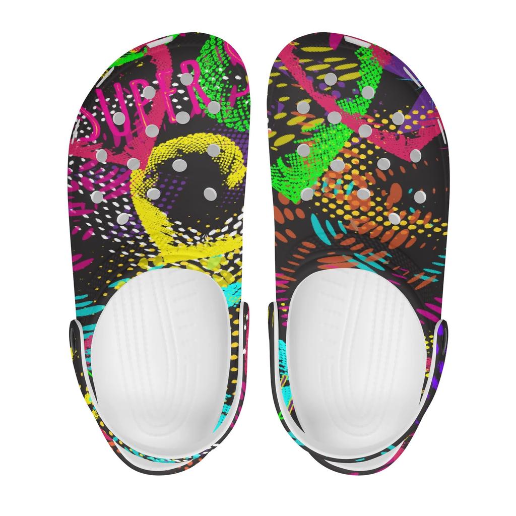 Women Men EVA Clogs Color Printed Breathable Slip On Garden Shoes Lightweight Beach Pool Bathroom Home Sandals Lightweight Wear