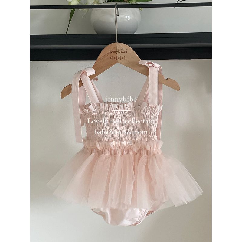 Jennybebe Korean Baby Sling Romper, Baby Girl Princess Mesh Tutu Dress Climbing suit 66