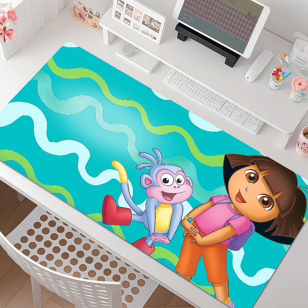 Cartoon D-Dora The E-Explorer Mouse Pad Square Office Gaming Desk Mat Waterproof Non-Slip Rubber Decorative