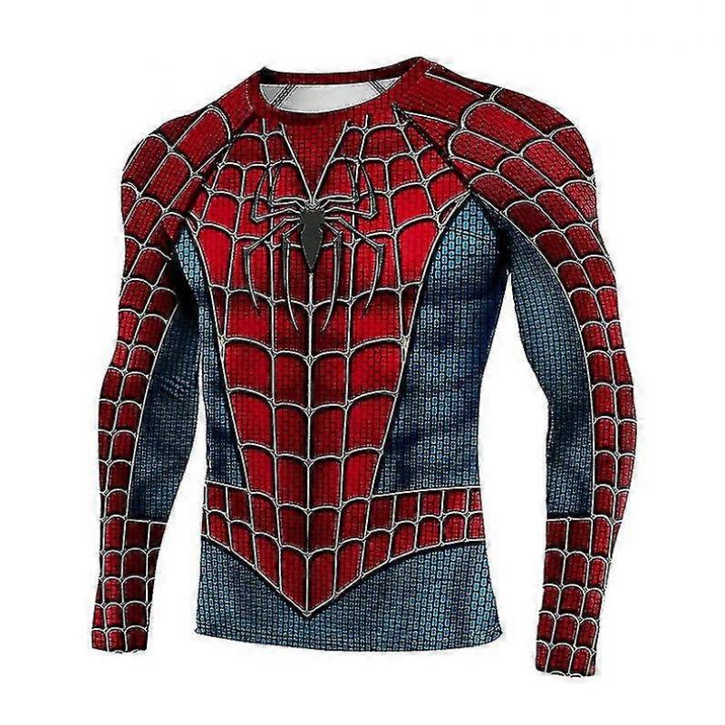 Spider Man Herrars Åtsittande Sporttränings T-shirt Lång Kort Ärm