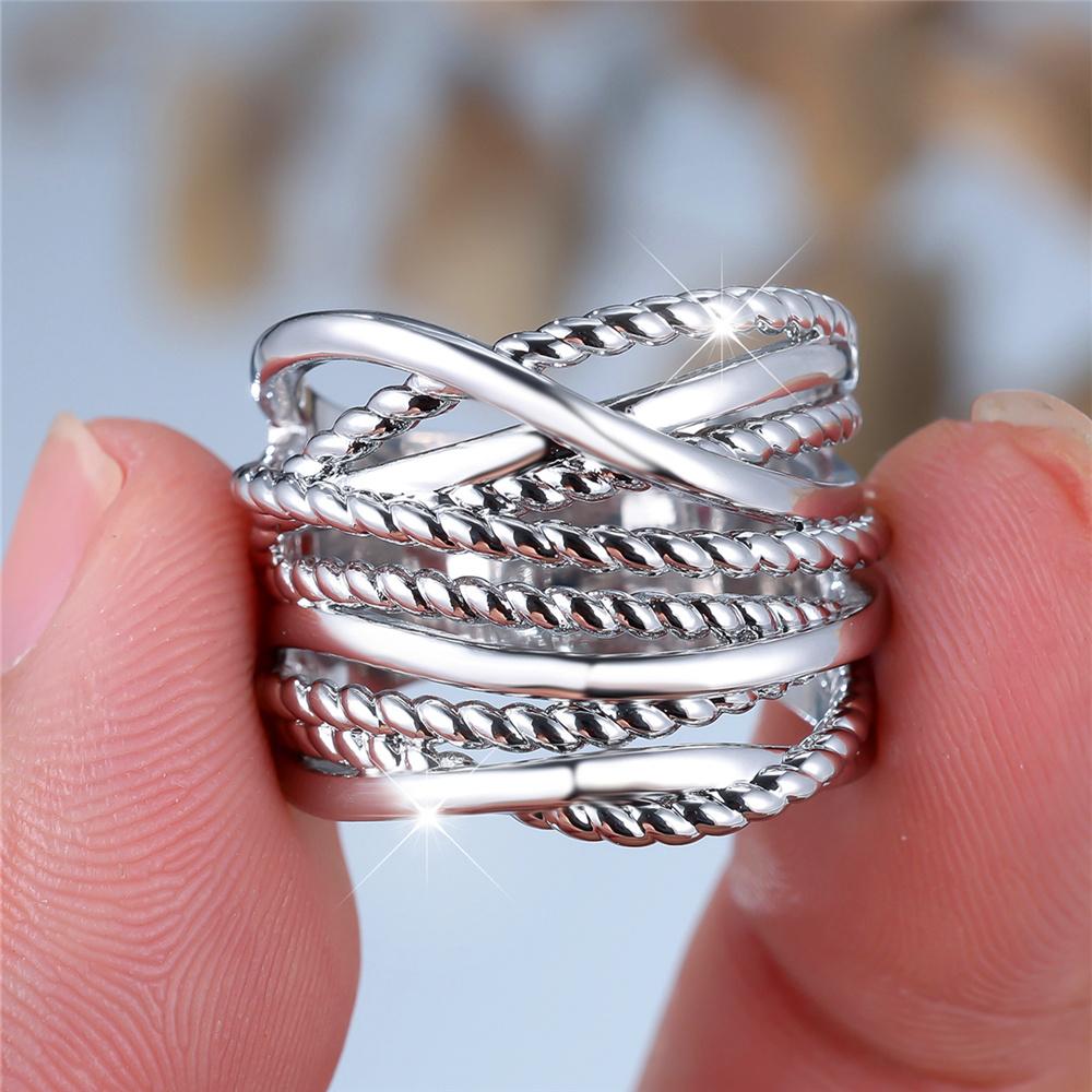 Unique Style Female Big Infinity Engagement Ring Vintage CopperColor Wedding Jewelry For Women
