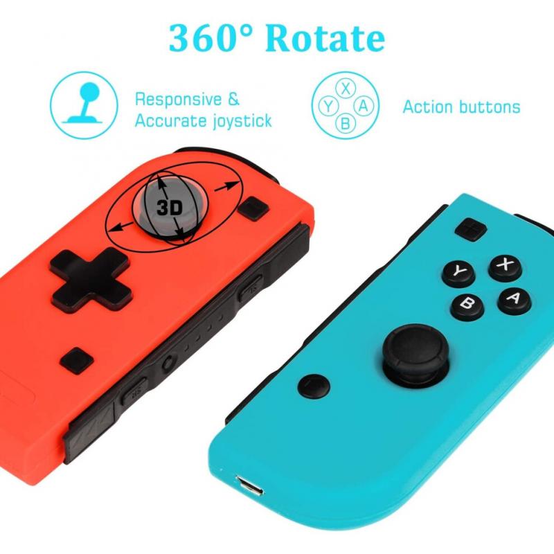 TechKen Switch Joycon Controller for Nintendo Switch Console, Wireless L/R Remote Gamepad Joystick Dual Shock Replacement for Joy Con(Neon R