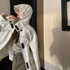 Women's Design Korean Style Loose Large Size Jacket Windbreaker Jacket For Women Hooded Velcro Coat