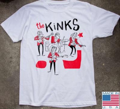 T-shirt bianca della band rock inglese The Kinks