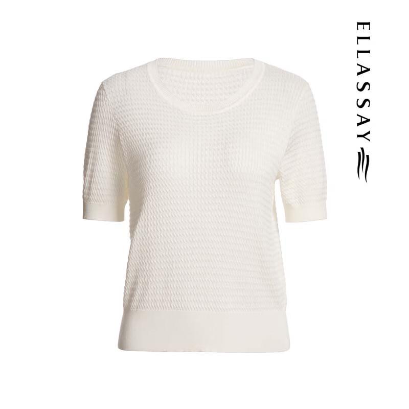 ELLASSAY Women's Mulberry Silk Round Neck Knit Top