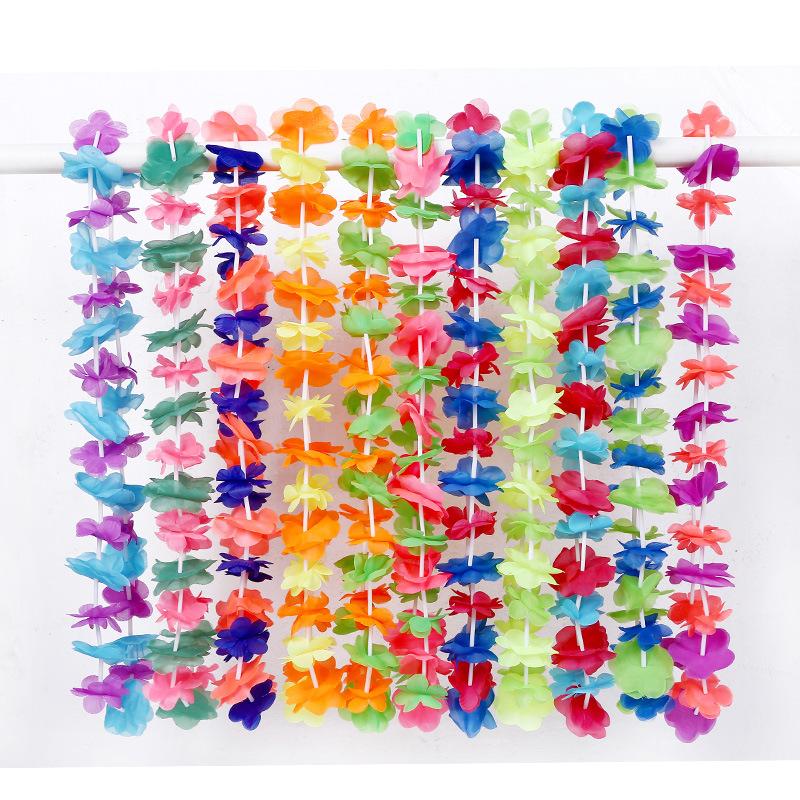 

10/20/50pcs Hawaiian Flower Wreath Necklace Summer Tropical Birthday Party Decoration Luau Wedding Artificial Flower Garland 12Pcs