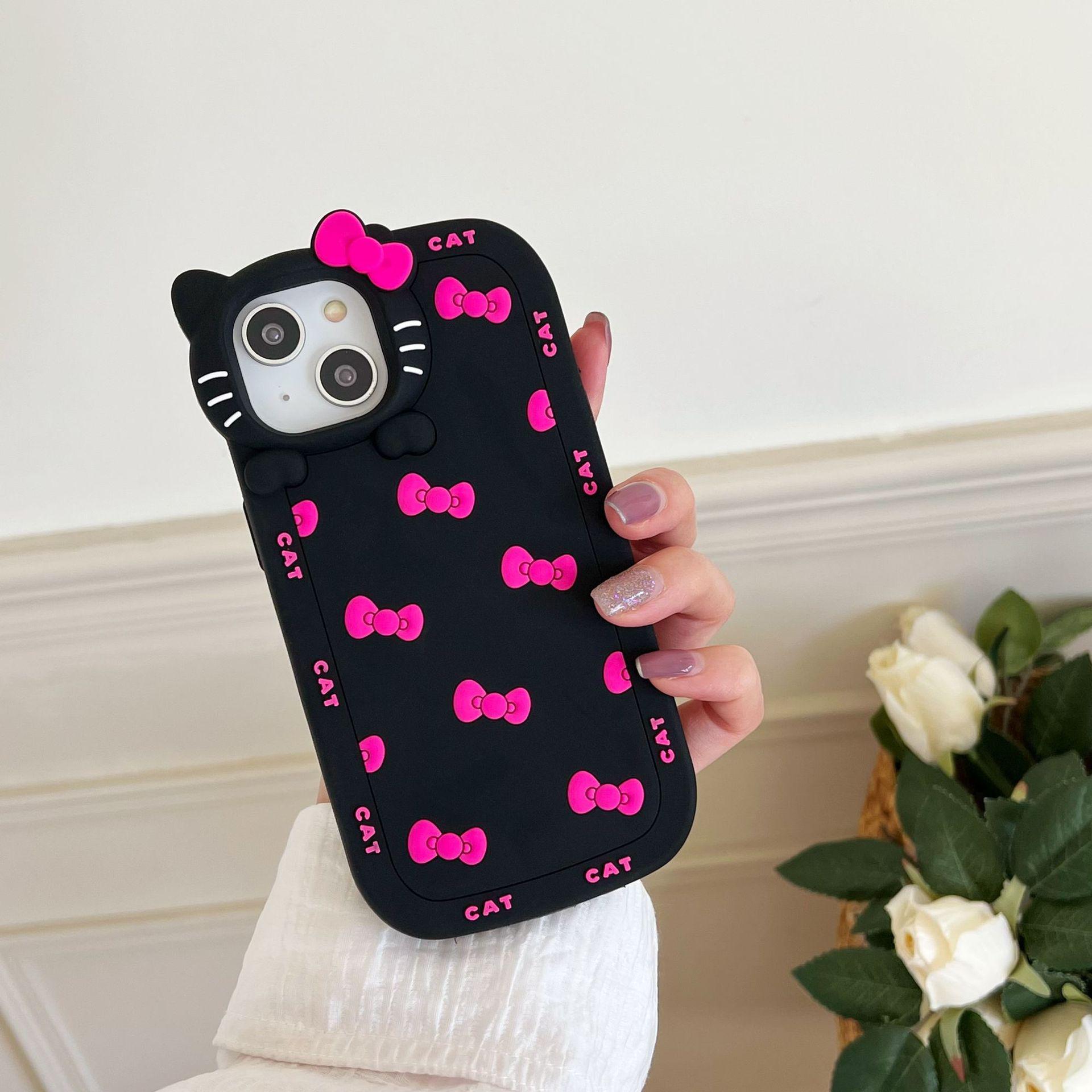 

Cartoon Bow Cat Lens Phone Case for iPhone 14/13/12/11/17/16/15/PRO/MAX 15
