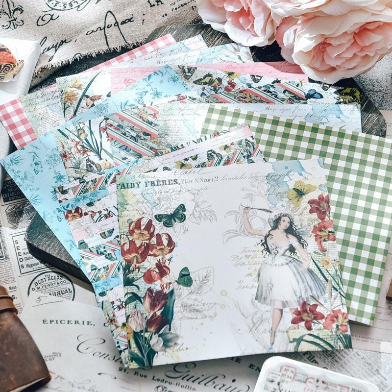 6-inch Fairy Theme DIY Photo Album Scrapbook Hand Account Background Paper Card Making Background Paper Single Side 12 Patterns