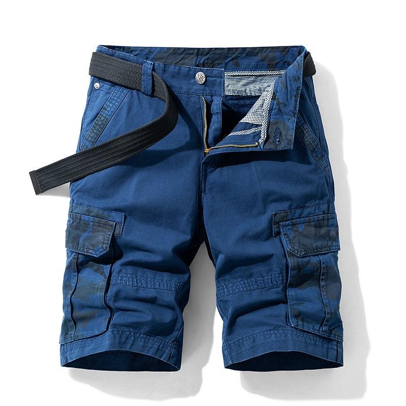 Pantaloncini Cargo Mimetici da Uomo Vestibilità Larga Cotone Lavato Estivo