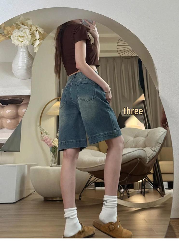 High-Waisted Wide-Leg Plus Size Denim Shorts: Slimming & Loose Fit for Petite, Hot Girl Style.