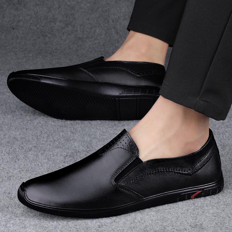 Men's new first-layer cowhide business dress men's casual shoes driving large size shoes middle-aged and elderly breathable father shoes